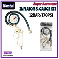 🔥Bestul Inflator And Gauge Kit 12bar/170psi/Inflator Pump Tyer/Inflator Pump/Inflator Hose/Inflator 