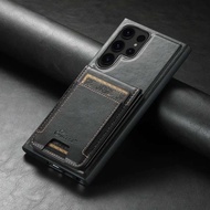 para Magnetic Magsafe Phone Case Leather Wallet Card Slots Para sa S24 S23 Plus Note 20