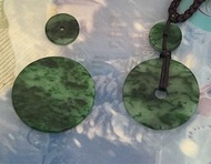 緬甸翡翠A貨平安扣，花青。二套