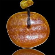 A11 波羅的海老金絞蜜蠟平安扣 金黃底橘紅面 純天然