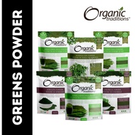 Organic Traditions Greens Powder [Spirulina/Chlorella/Super 5 Grass Juice /Wheat/Barley Grass/Moringa Leaf]