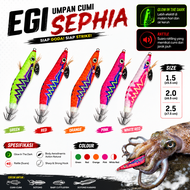 Egi Sephia Markiman Size 1.5 2.0 2.5 GID Umpan Cumi Squid Jig Rattle & Glow In The Dark Eging Nyumi