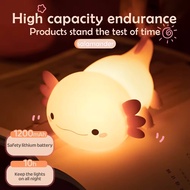Cute Axolotl Night Light Silicone Nursery Sleeping Lamp Touch Control Nightlights USB Rechargeable T