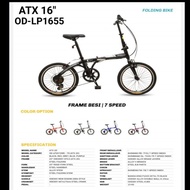 Sepeda Lipat Folding Bike Anak Dewasa Odessy We 16 16 Inch 7 Speed-gra
