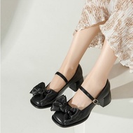 High heels code CCC88 with square sole and bow tie in 3 colors, black, cream, white, luxurious lady