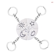 ASY 4 piece Set Best Friend Friendship Necklace Sun Moon Cloud And Star Inlaid Rhinestone Stitching 