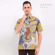 KEMEJA Abra Short Sleeve Batik Asana Shirt - Khaki