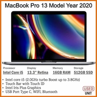 (Refurbished) MBp 13 i5 Quad-Core 16GB RAM 512GB SSD Year Model 2020