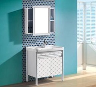 FUO衛浴:80公分 合金材質櫃體 陶瓷盆 立式浴櫃組(含鏡櫃,龍頭) T9032