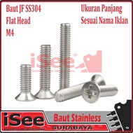JF FLAT HEAD Stainless Steel Bolt M4 X 35mm triangle screw ss304 bolt 35 mm 3.5cm M4