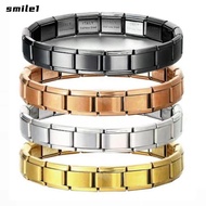 SMILE Italy Bracelets, Stretchable Square Italian Modules, Trendy Stainless Steel Italian Charm Brac