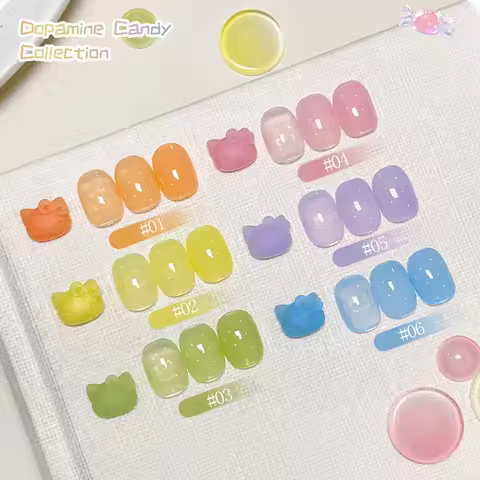 1pcs WS Dopamine Macaron Ice Transparent Pink Blue Yellow Candy Colour Gel Nail Polish Set Multi-col