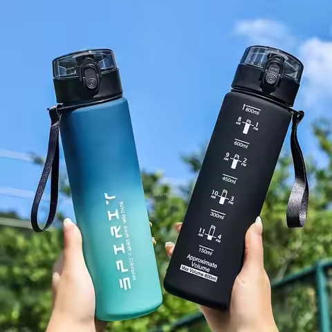 800ML/1000ML Sports Water Bottle 1L Large Capacity Men Women Summer Portable Plastic Bottle for Outd