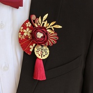 Chinese Wedding Brooch Corsage Flower Magnetic Bridegroom Bride Parents Pin Hand Bouquet Bride Decor