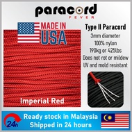 - 3mm Type II 425 Tali Paracord Rope Parachute Cord - Imperial Red