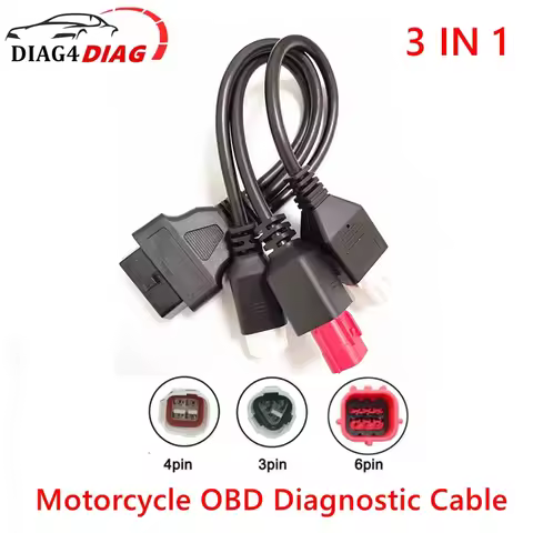 3pin + 4pin + 6pin 3 in 1 Motorcycle OBD Diagnostic 4pin Canbus Cable and 3pin OBD2 3 in 1 Plug Adap