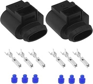 eMagTech 2 Sets 3-Pin Connector for Fuel Distribution Pipe Pressure Sensors 4D0971993 Replacement Se