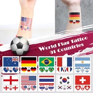 Express Delivery Available 6x6cm. 91 Country Flag Tattoo Stickers (Choose) For Sports Cheers/World