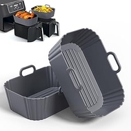 Silicone Air Fryer Liners 2 Pack, Reusable Liners Compatible for Ninja Foodi DZ201, DZ401, DZ550, CO