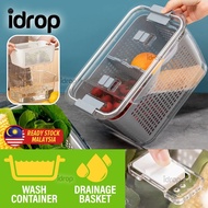 idropmy [ 3.5L ] Household Kitchen Leakproof Drain Basket Box for Fruit & Vegetable Washing and Clea