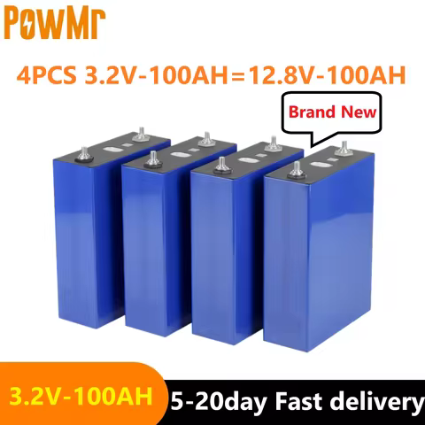 PowMr 100AH 12V Lithiium Battery 4PCS Grade A 4000+ Deep Cycle 3.2V Lifepo4 Battery Cells Car Boat R