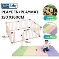 SG Local JollyBaby Solid wood indoor playpen 120x180cm / Playmat 4mm thickness Baby Safty