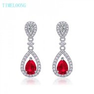 1.26 CT MM Pear Cut Lab Grown Emeralds Ruby Sapphire High Carbon Diamond Gemstone Drop Dangle Earrin