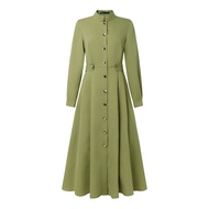 ZANZEA | เดรสยาวทรงเอไลน์ แขนยาว คอเต่า ติดกระดุม สำหรับผู้หญิงไซส์ใหญ่ แบรนด์ ZANZEA สไตล์ลำลองหรูห