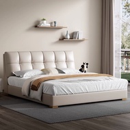 HOMIE LIFE Leather เตียง 6 ฟุต เตียงติดพื้น Solid Wood Bed ฐานเตียง 5 ฟุต H27