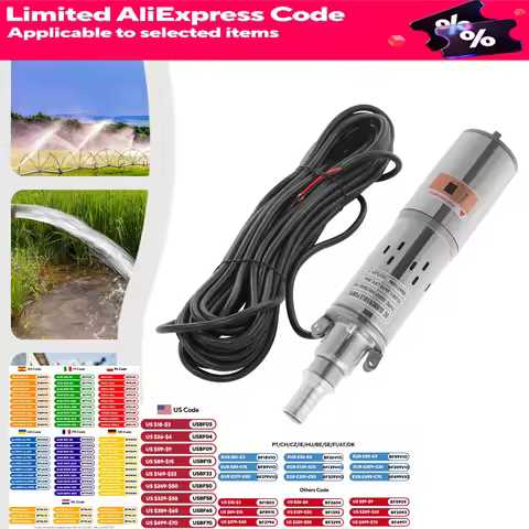 12/24V Solar Water Pump Submersible Pump Pond Irrigation Pump Deep Well 180/200W