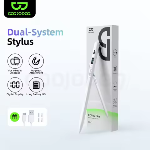 GOOJODOQ GD017 2 in1 Dual system Stylus Pen Universal for IPad and Android Systems Clear Digital Dis