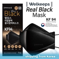 Welkeeps Real Black KF94 Mask, 3D structure, Disposable, Individual packing, Made in Korea