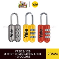 YALE - YP2/23/128 - Yale Colored Travel Luggage 3-Digit Combination Lock 23MM