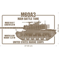 M60A3 Patton Main Battle Tank (Cutting Sticker/ Sticker Decal)
