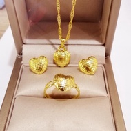 18k Bangkok gold 3in1 set ring adjustable, 18inchs necklace, earrings