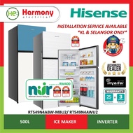 *𝐅𝐑𝐄𝐄 𝐃𝐄𝐋𝐈𝐕𝐄𝐑𝐘 𝐊𝐋* HISENSE 500L Inverter 2 Doors Fridge RT549N4AWU2 (White) RT549N4ABW-MBU (Blue &Wh