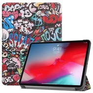 全城熱賣 - 適用於iPad Pro 11英寸(2018) 左右開塗鴉彩繪圖案皮套 帶支架和智能休眠功能