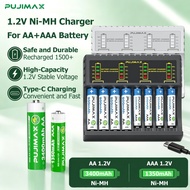 PUJIMAX 1.2V AAA AA Ni-MH Rechargeable Battery High Capacity With 8 Slot LED Fast Charging Charger
