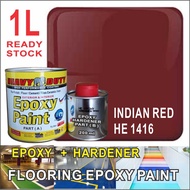 INDIAN RED HE1416 ( 1L ) HEAVY DUTY EPOXY FLOOR PAINT ( WATERPROOF COATIANG )  [ Include Hardener ] CAT LANTAI FLOORIN