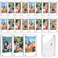 Acrylic Magnetic Picture Frame 20 Pack 2.36x3.54 Inches Mini Polaroid Fridge Magnet Frames, Double S