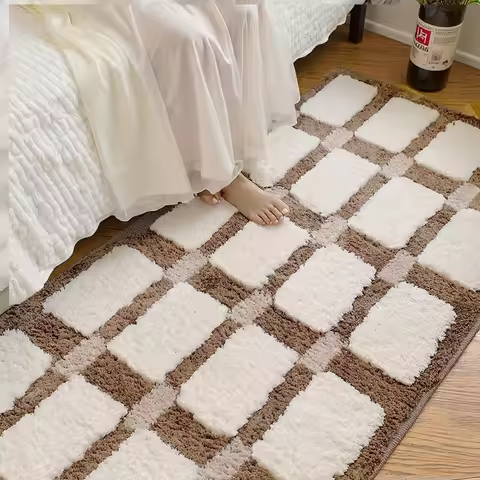 Tufting Grids Rug Kids Bedside Mat Soft 3D Moss Living Room Carpet Bathroom Floor Pad Home Decor