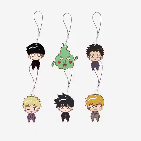 Anime Mob Psycho 100 Mobile Phone Charms Acrylic Mob Psycho 100 Small Pendant Phone Chain Keychain F