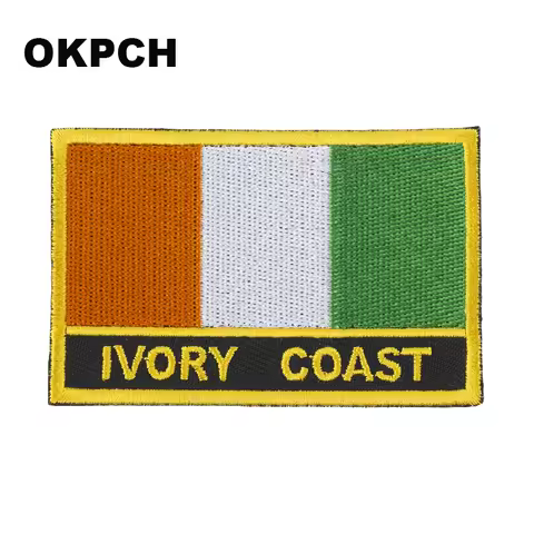Ivory Coast Flag Embroidery Patches Iron on Saw on Transfer patches Sewing Applications for Clothes 