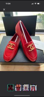 Chanel 樂福鞋/休閒鞋。紅色金扣（全新）