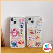 Cute Cartoon Strawberry Bear Soft Shockproof Quicksand Phone Case For Samsung Galaxy A54 A34 A14 A73 A53 A33 A13 A72 A52 A32 A12 A21S A71 A51 A31 Z Flip4 Fold4 Phone Casing Cover