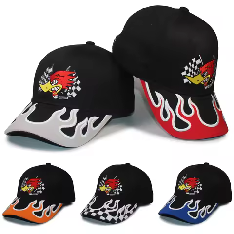 Sports Cap Flame Visor Racing Apparel Baseball Cap Unisex Adjustable Travel Racing Motor Hat Fit Car