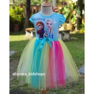 Frozen tutu rainbow dress for kids 2yrs to 8yrs