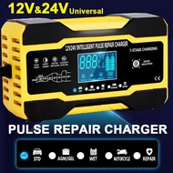 12V 24V Universal Car Battery Charger Intelligent Pulse Repair Charger 7 Stage Charging Wet Agm Gel 