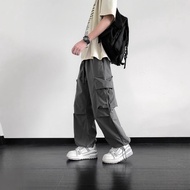 baggy track pants baggy pants seluar baggy lelaki American Overalls Men's Trendy Large Size Paratroo
