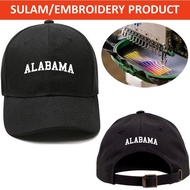 EMBROIDERY SULAM ALABAMA USA AMERICA WORDING LOGO BASEBALL 100% POLYESTER CAP ADJUSTABLE STRAP BLACK